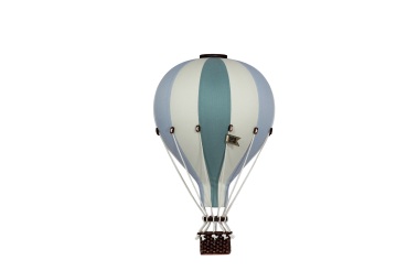 Deko Heißluftballon pastell hellblau / vanille / dunkelgrün - SuperBalloon