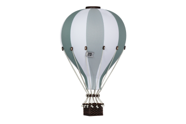 Deko Heißluftballon hellgrau / weiß / dunkelgrün - SuperBalloon